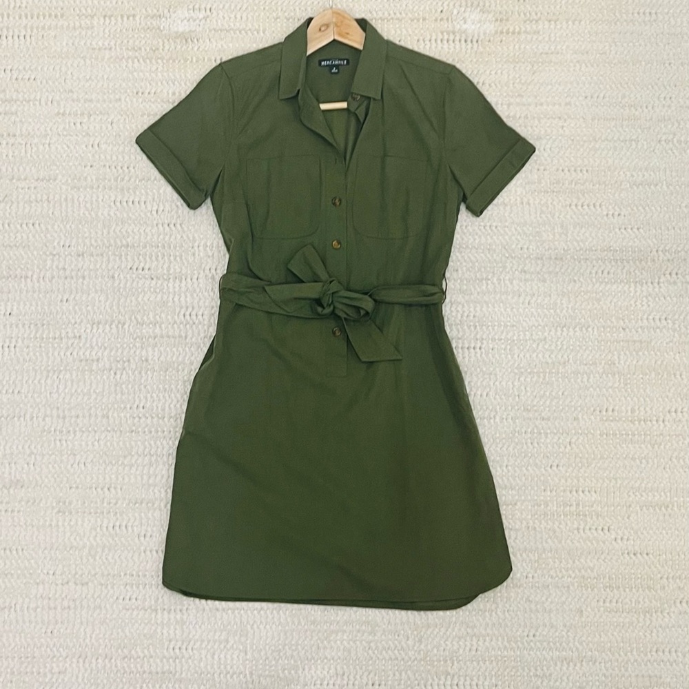 Banana Republic Green A-Line Polo Collar Dress